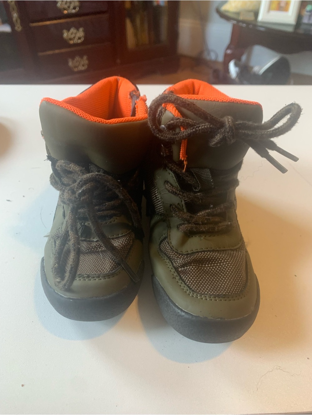 GAP Kids Olive and Orange Lace-Up Hiking Boots
